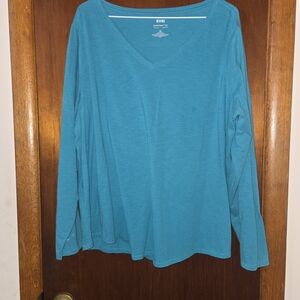 EVRI Women's Teal V-Neck Long Sleeve Top